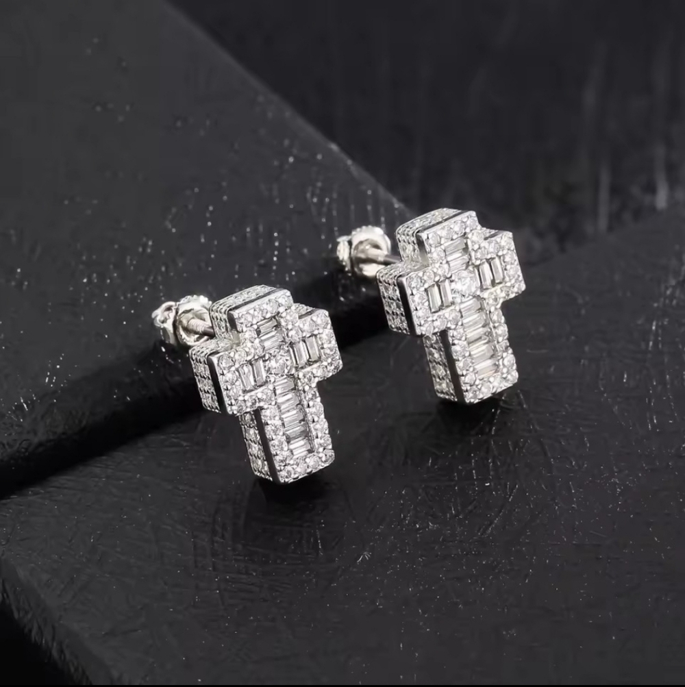 Luxury Cross Iced Out Zirconia Stud Earrings